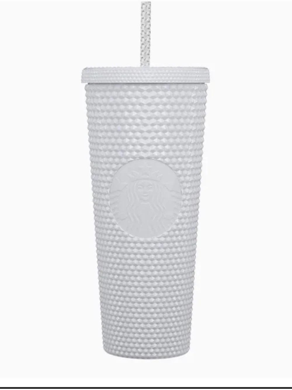 Starbucks White Textured Studded Tumbler with Braided Straw 24oz